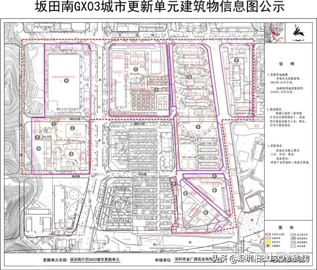 坂田南坑村旧改超级城市更新项目占地21万㎡总建筑面积超100万㎡