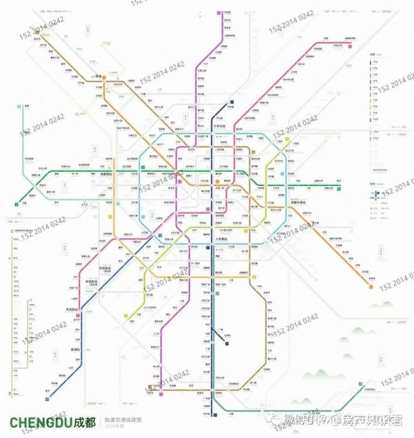 成都市城际轨道交通线网图(远景2050 /规划2025 /已开通运营版)