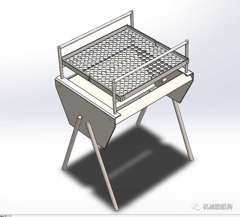 【生活艺术】手提式简易烧烤架3d数模图纸 solidworks设计