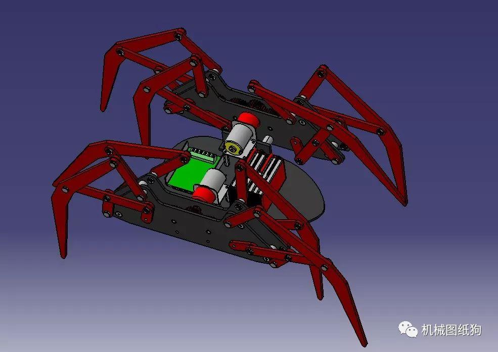 机器人 蜘蛛爬行机器人3d模型图纸 step格式