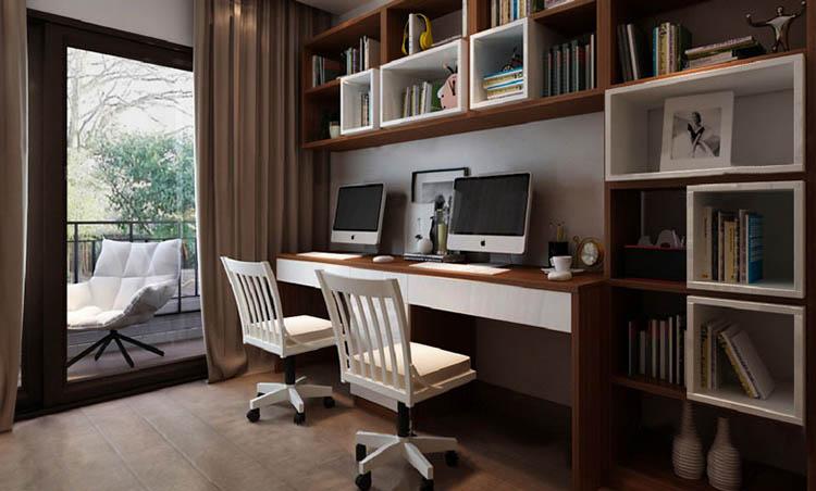 一体化书桌书柜设计,实用性和美观性并存