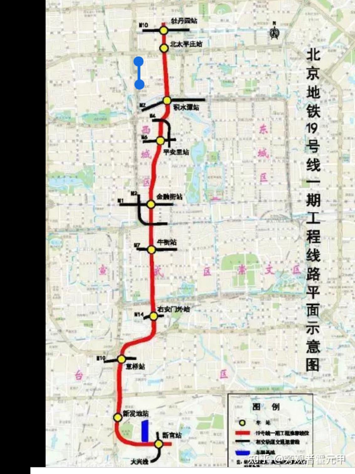 北京地铁19号线线路图(一期工程 二期北段)