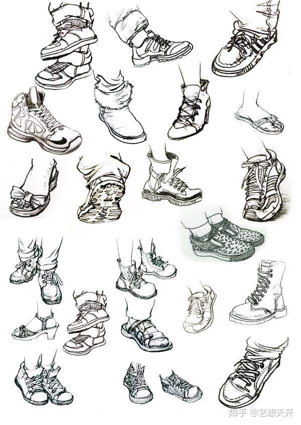 先来看一下jiojio~ 鞋子是代替脚掌在速写中出现,所以说鞋子是重点