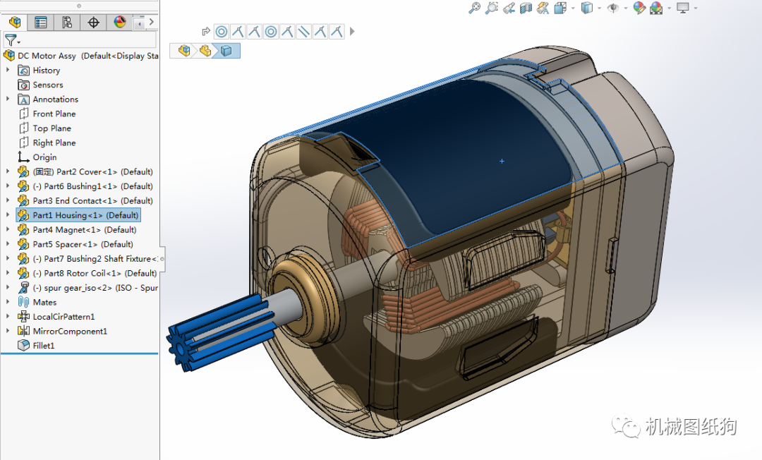 发动机电机dcmotor玩具小电机模型3d图纸solidworks设计