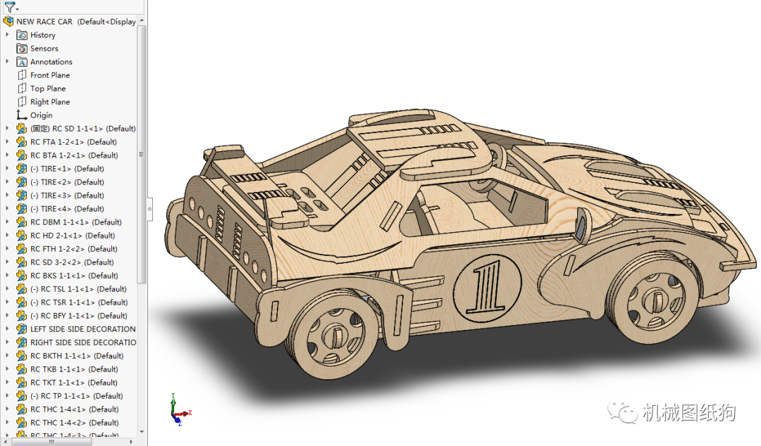solidworks建模图纸,solidworks三维图纸 【其他车型】new-race-car赛车激光切割拼装模型3d图纸 solidworks