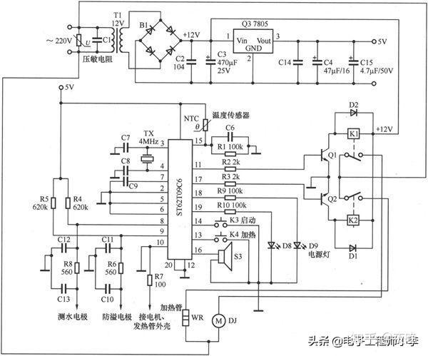 图11-7 美的dg13-dsa型豆浆机电路 3.打浆控制