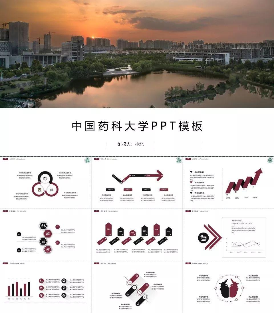 "中国药科大学"专属ppt模板,中国药大同学的专属礼包来了!