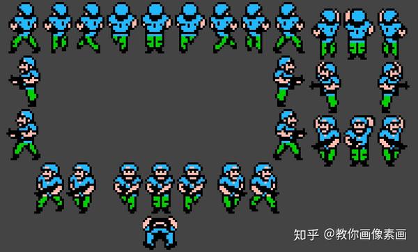 笨办法学像素画:4方向和8方向游戏角色