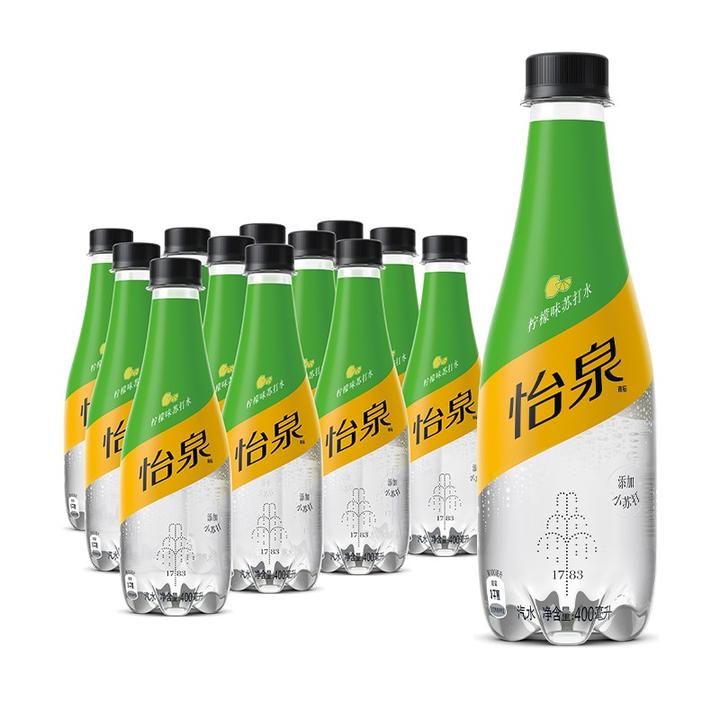 90 怡泉 schweppes 无糖零卡 柠檬味 苏打水 汽水饮料 400ml*12瓶