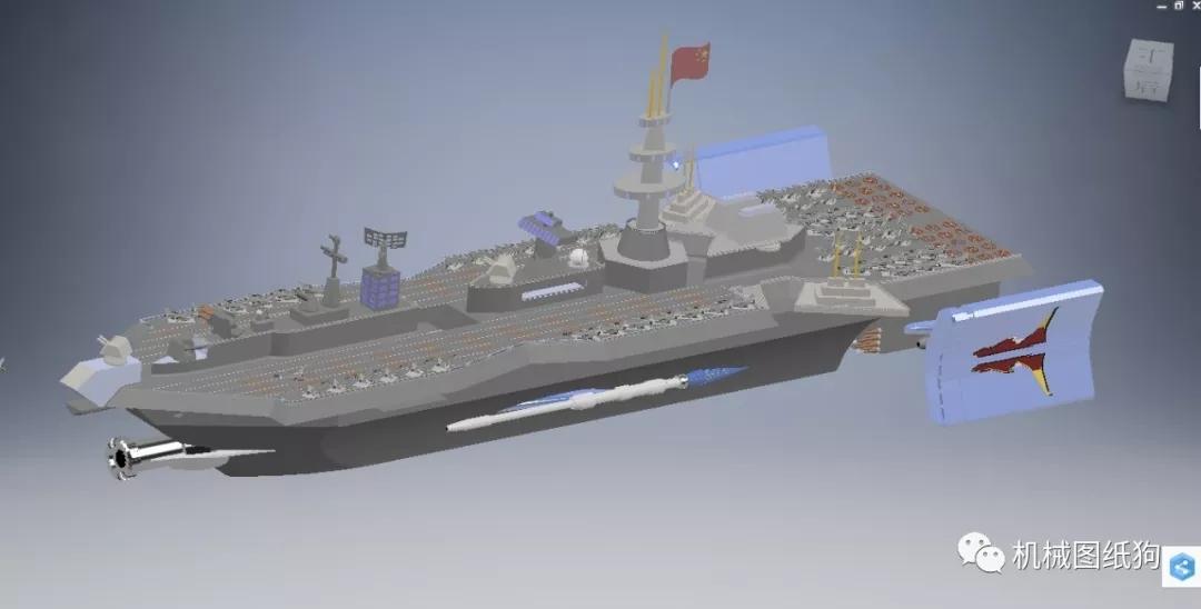 【海洋船舶】科幻版超级航母模型3d图纸 inventor设计