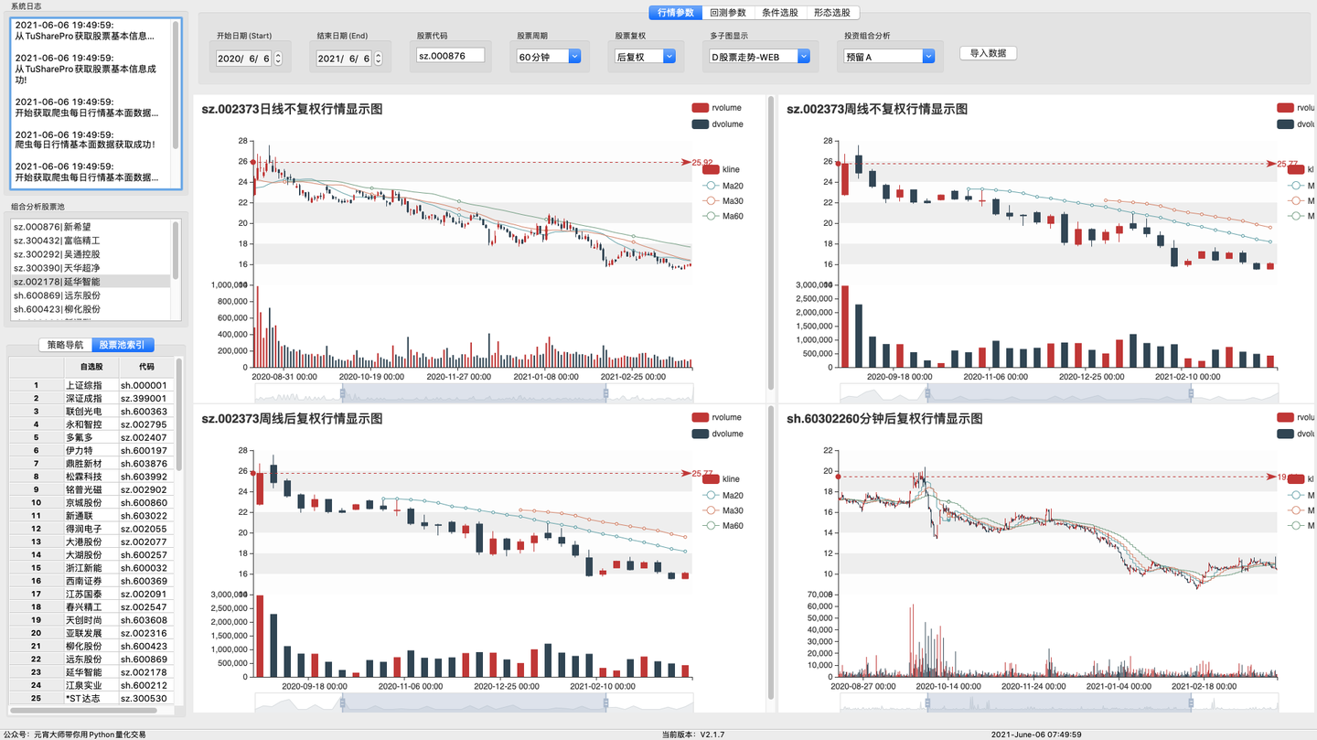 python搭建股票量化交易v205动态web比mpl显示更炫酷