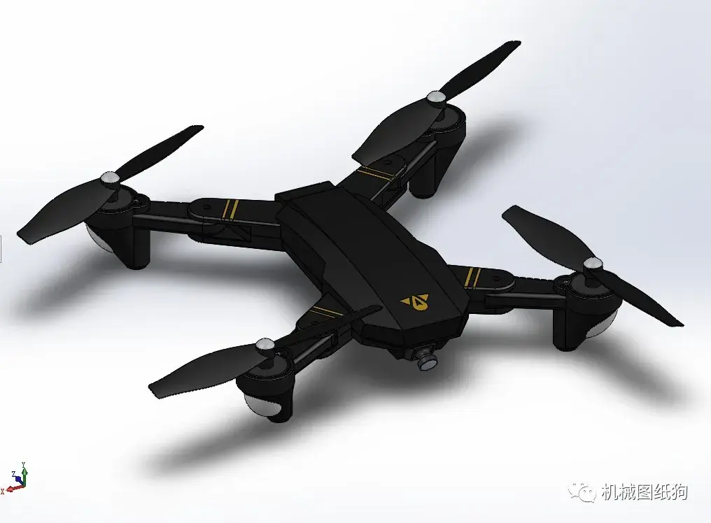 无人机3ddrone四轴航拍无人机模型3d图纸solidworks设计