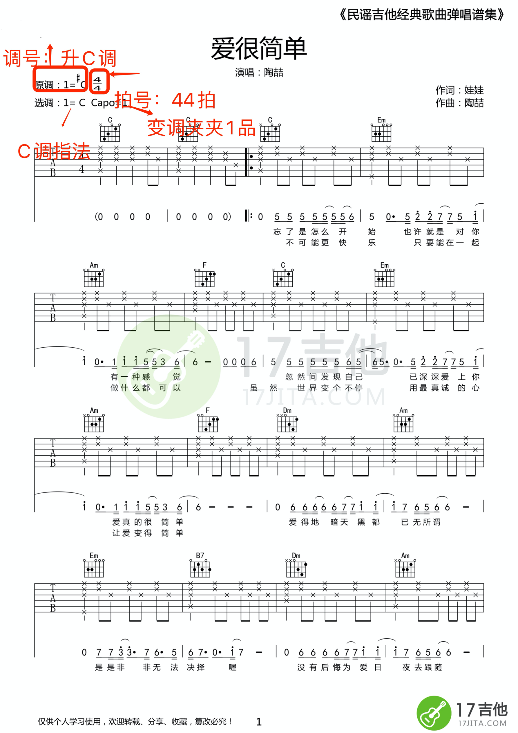 吉他谱到底怎么看