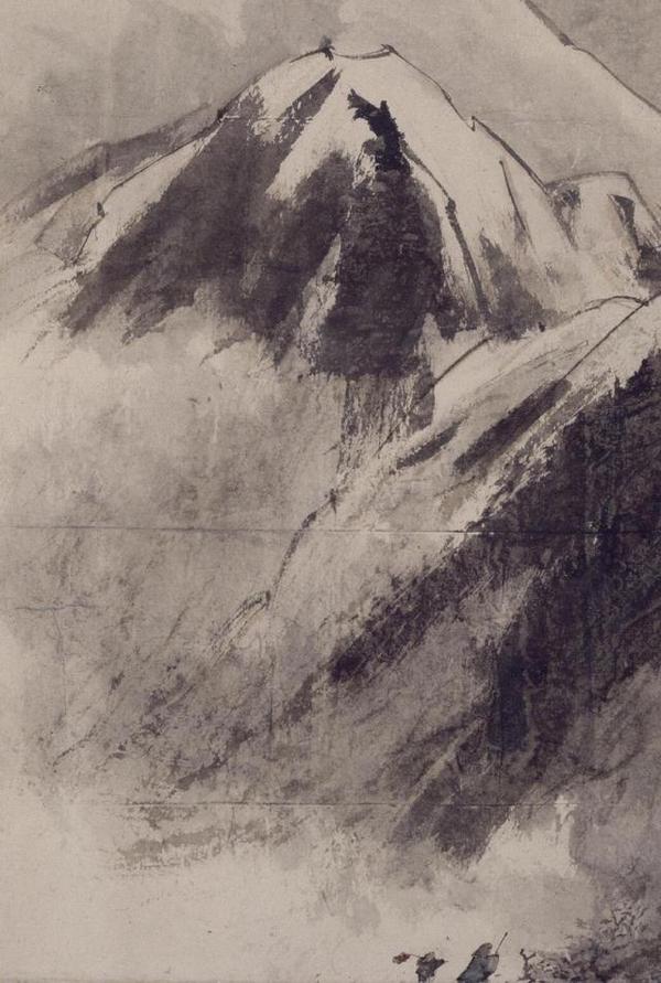 傅抱石雪景山水人物图从画面渗透出寒气