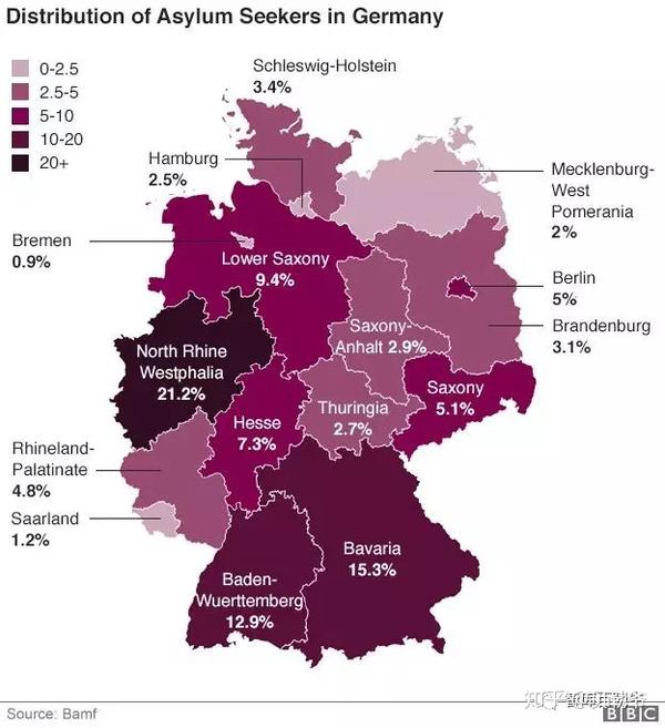 难民在德国的分布图