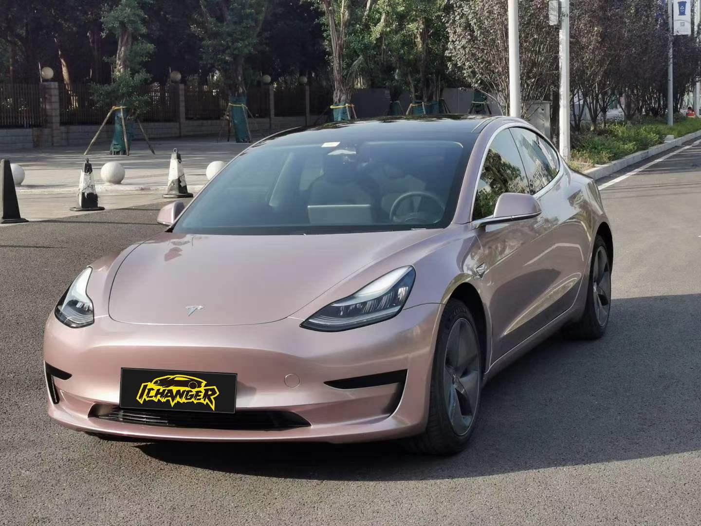 model3图片报价,model3图片内饰 特斯拉model3全车ichangericr改变者冰莓粉