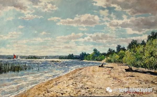 《伏尔加河岸》布面油画50*80cm