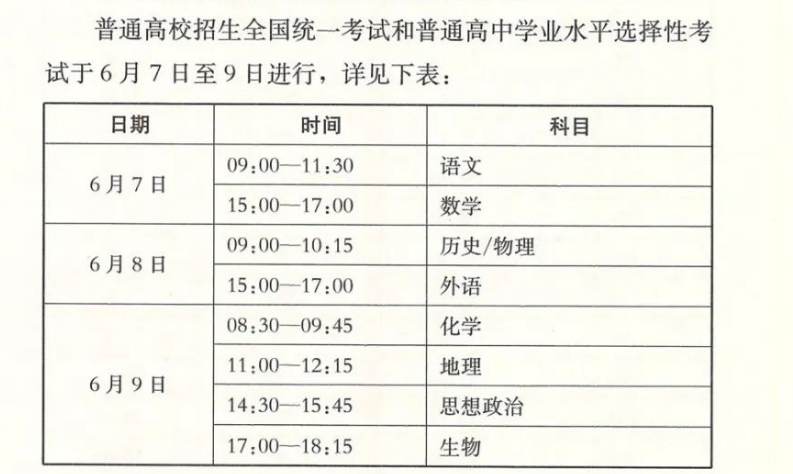 三,2022 年河北省普通高考文化考试时间安排