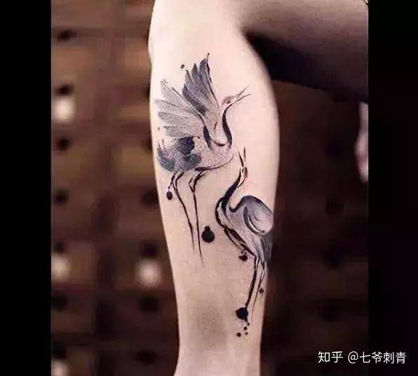 赣州纹身,纹身培训,仙鹤纹身,吉祥又长寿的象征
