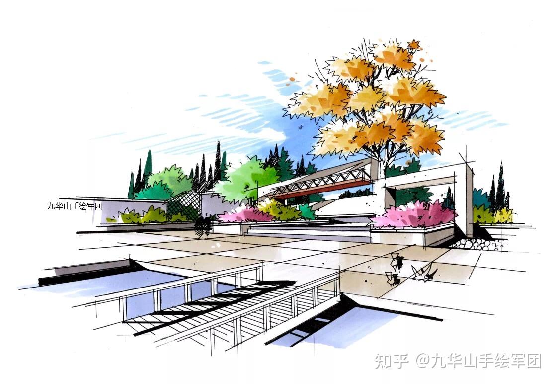 九华山手绘军团景观手绘作品