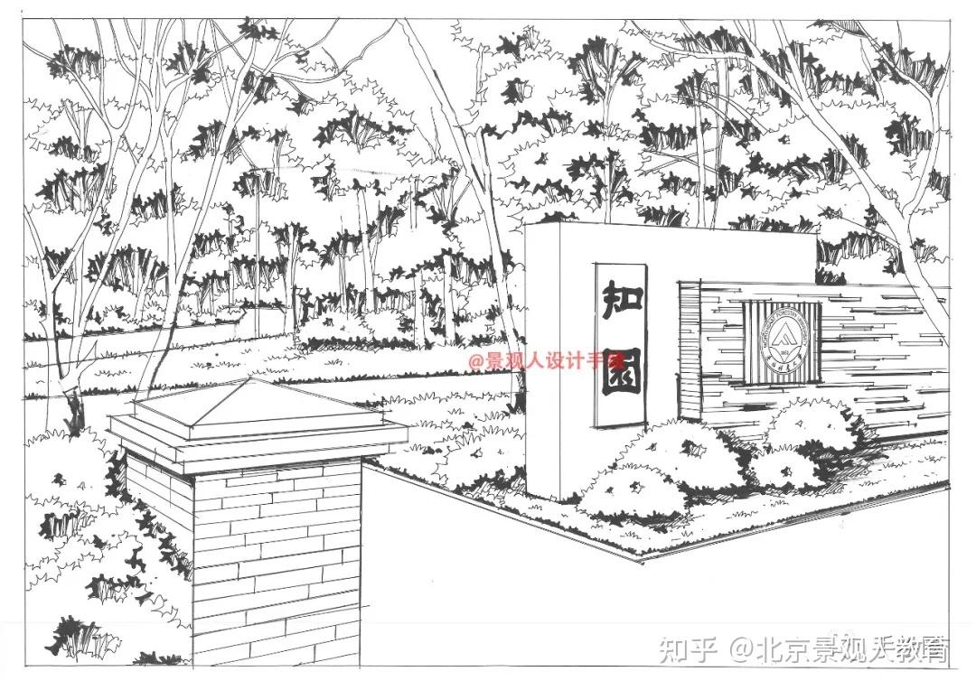 手绘最美校园系列东北林业大学学参天地德合自然