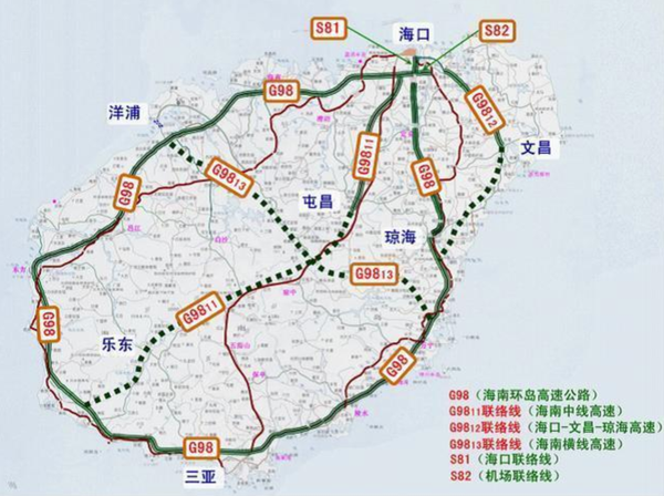 海南高速公路规划示意图