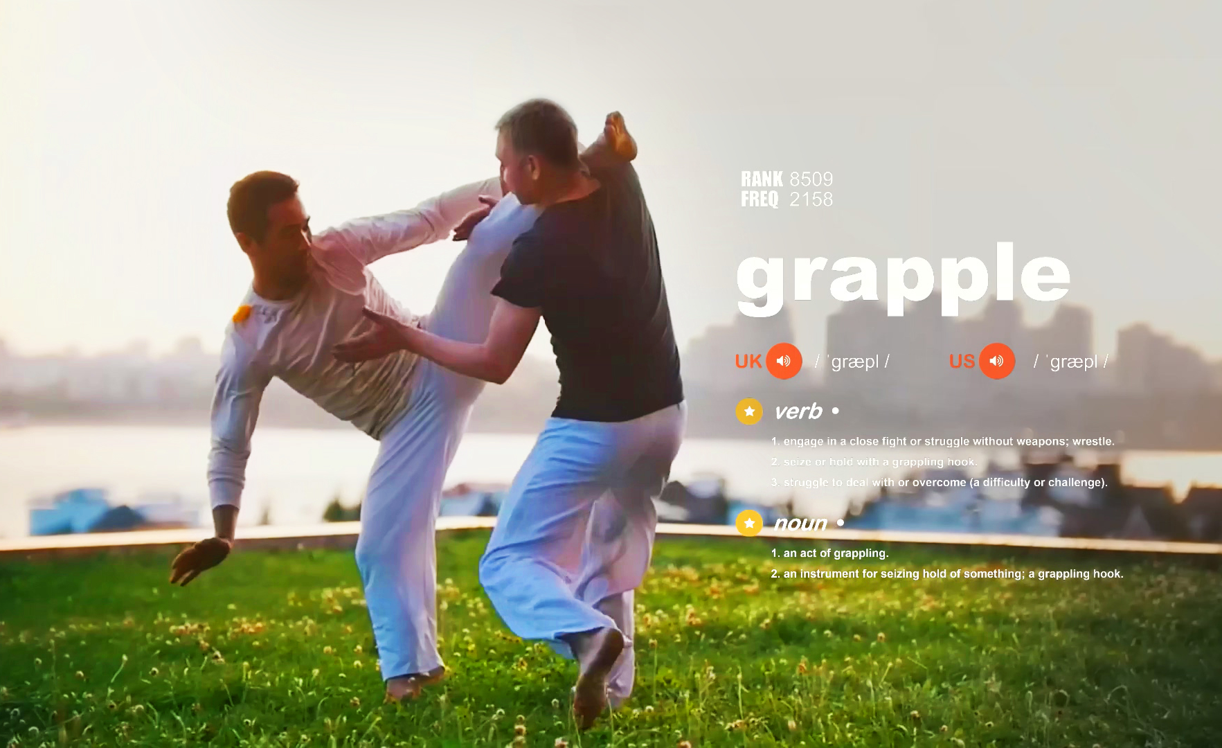 闪转腾挪,手到擒来…秒记单词grapple(抓住;设法解决)