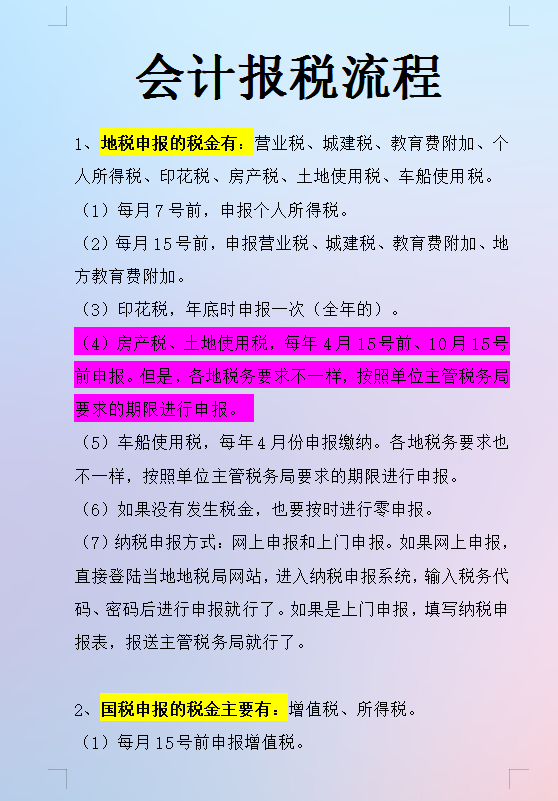 新手会计不会财务报税不知道报税的流程是什么别急22页会计抄报税流程