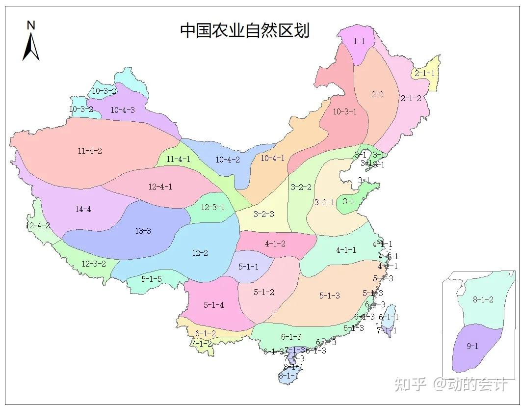 中国自然地理分区数据集包含农业自然农业熟制九大农业区划九大流域片