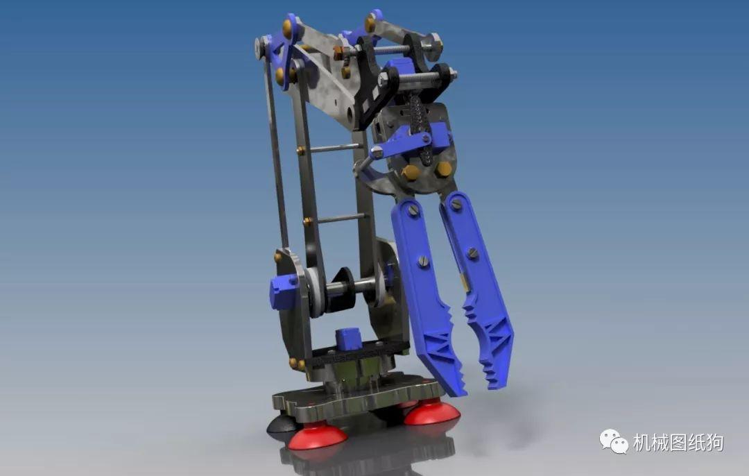 【机器人】简易夹钳机械臂3d模型图纸 stp格式