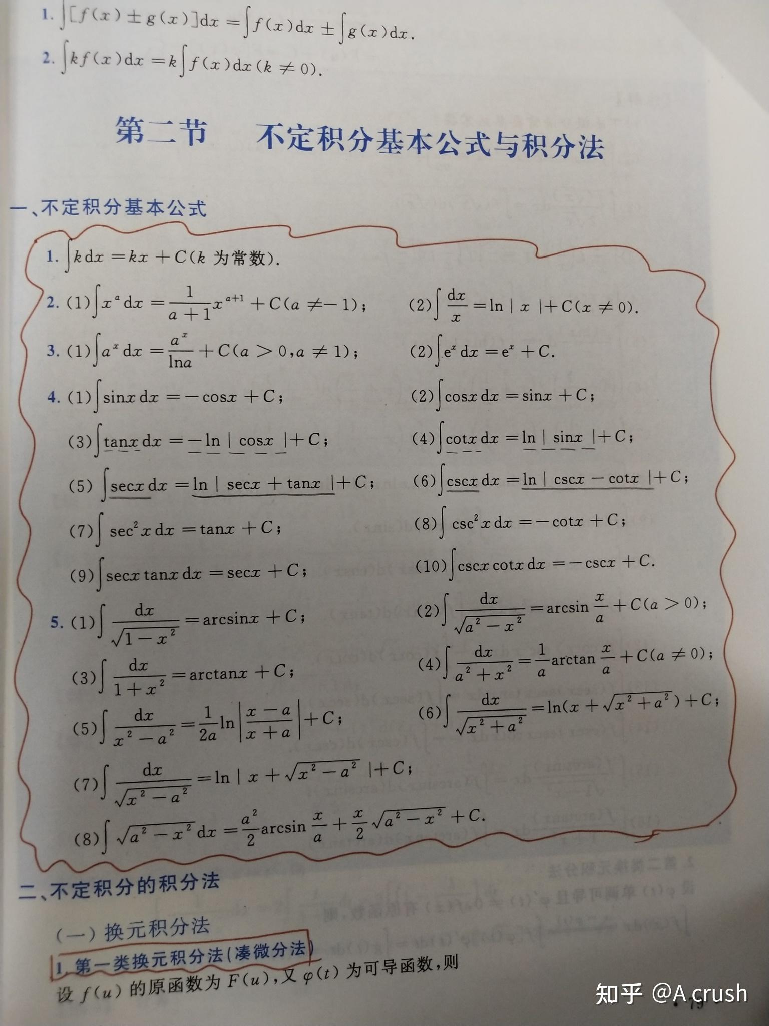 有哪位大神可以总结一下不定积分的公式吗感激不尽23ω23