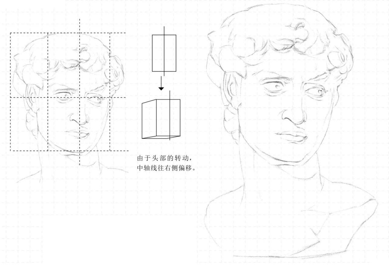 素描入门石膏大卫头像的画法步骤分析
