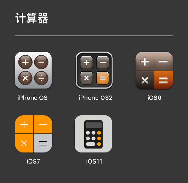计算器图标一直对应其 ui 风格,应用里什么样子,图标就是什么样子.