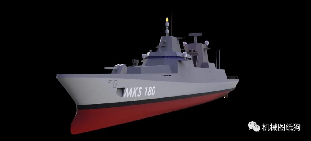 海洋船舶mks180护卫舰模型3d图纸step格式