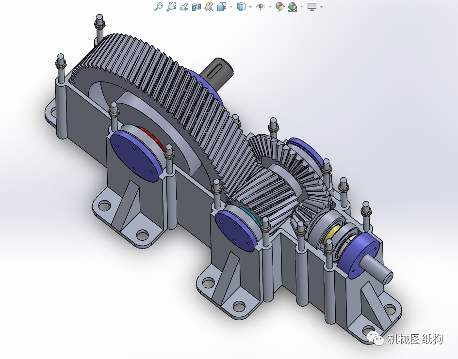 【差减变速器】两级(斜齿)齿轮箱毕业设计论文 solidworks图纸 pdf