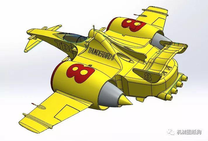 【飞行模型】雷鸟8号宇宙战舰模型3d图纸 solidworks设计 附step格式