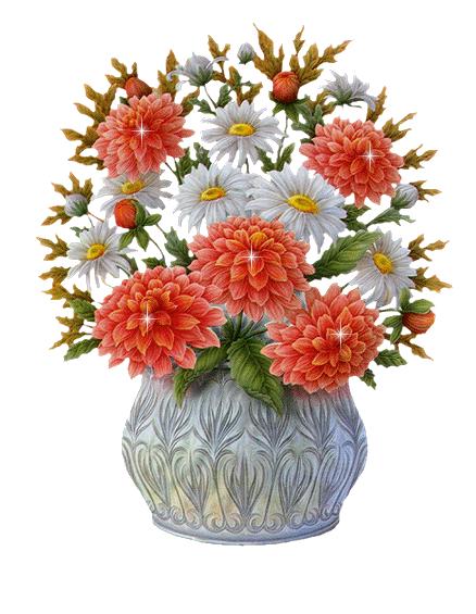 (1) 花开,大红大紫竞相绽放【gif】花篮瓷器【静态图】【gif】花篮