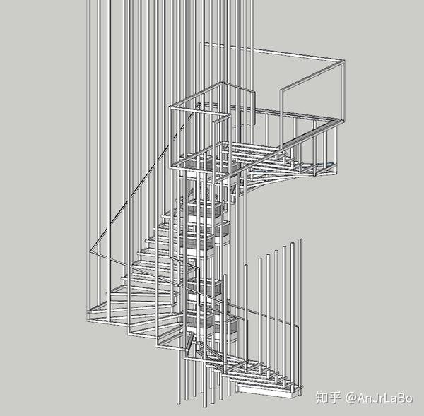 a 草图做的一个钢结构楼梯