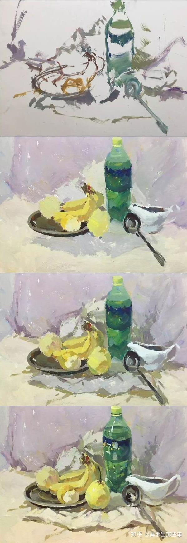 色彩静物单体——雪碧瓶的画法.