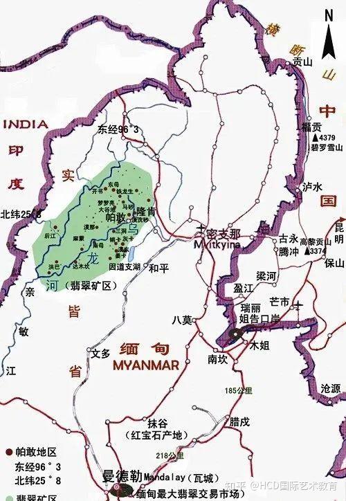 缅甸翡翠矿区分布图