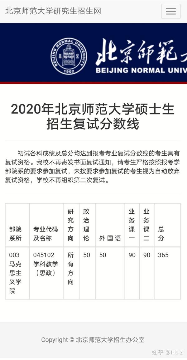 2020北师大研究生学科教学(思政)复试线大幅上升