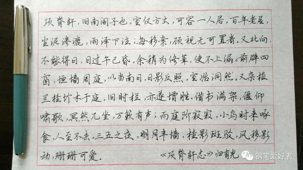 归有光《项脊轩志》手写钢笔字笔友钢笔书法写作欣赏