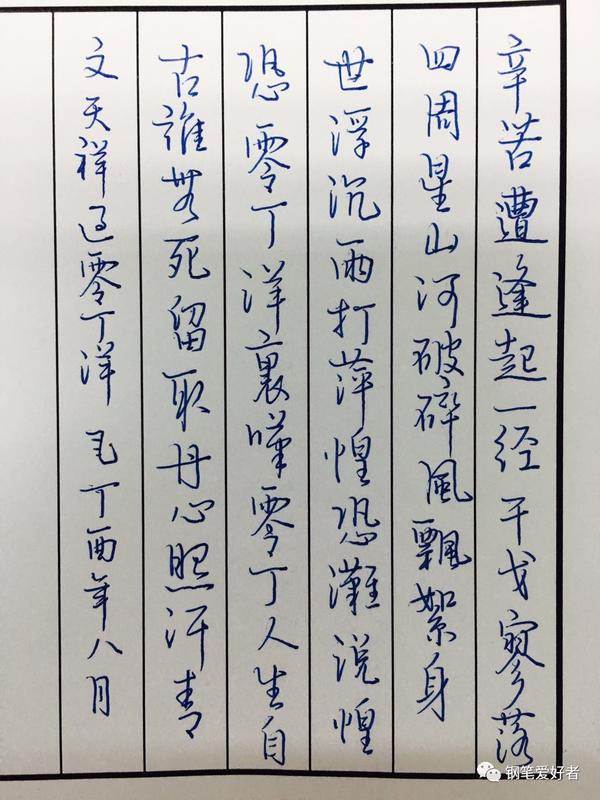 文天祥过零丁洋手写钢笔字笔友钢笔书法习作欣赏