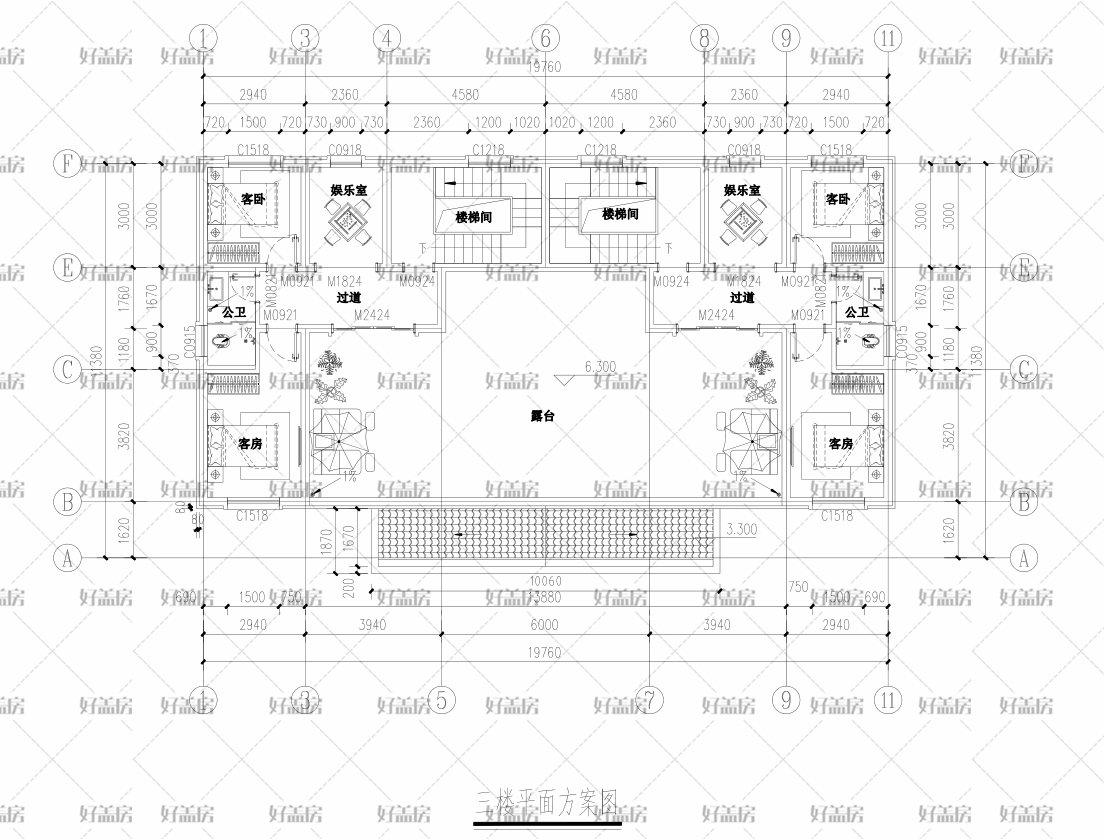 双拼共堂屋别墅设计图