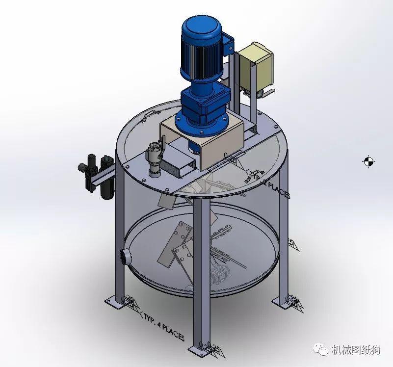 工程机械工业混合搅拌罐模型3d图纸solidworks设计