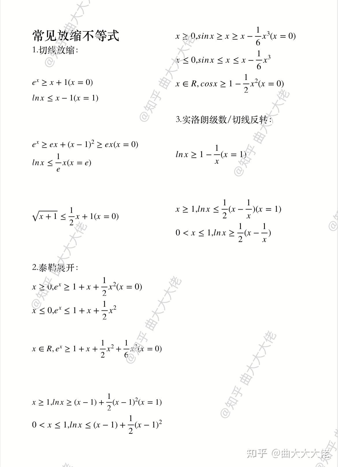 常见放缩不等式