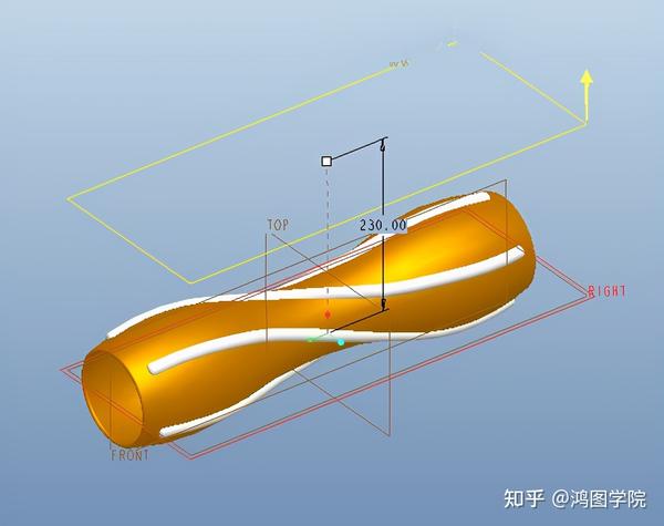 proe/creo螺纹门把手建模