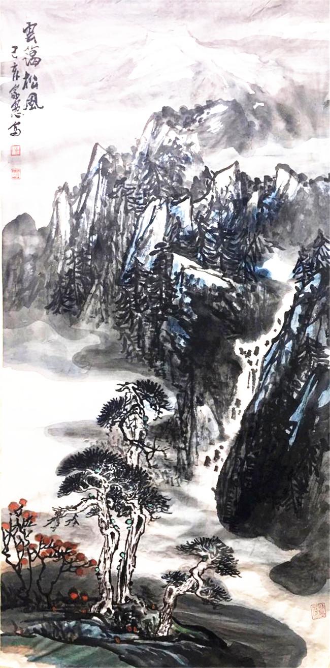 康家宪水墨画作品山水意象与气韵的生成,是他善于铺陈水墨和青绿的