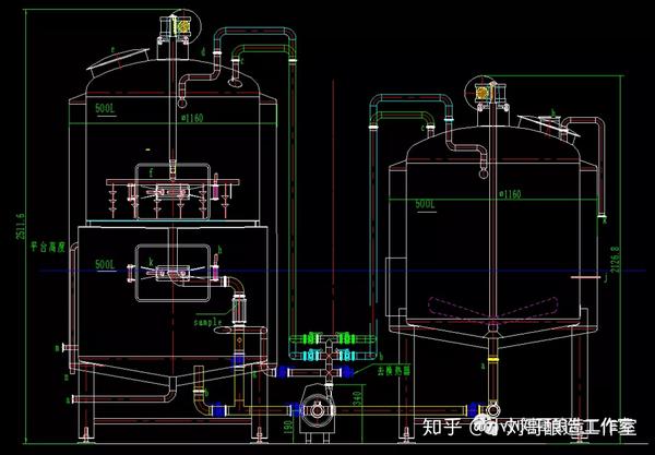 糖化煮沸锅500l:采用高效弥勒板夹套换热技