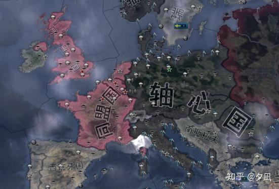 1940年扩张后的德国及其盟友的势力范围